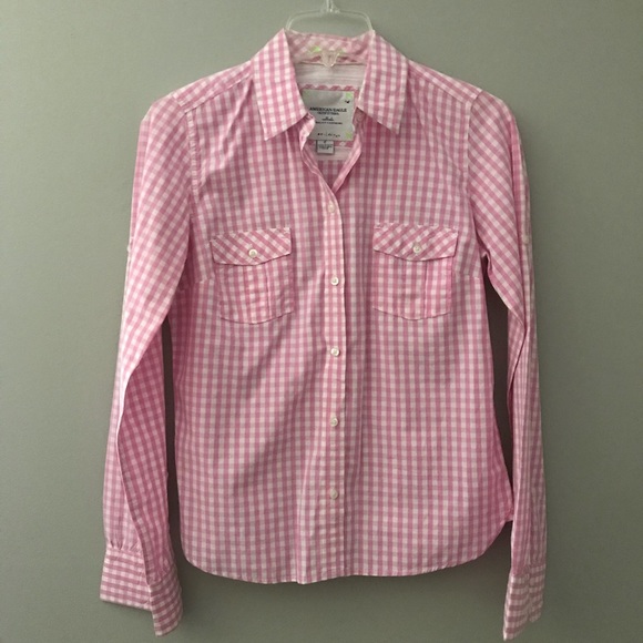 American Eagle Outfitters Tops - American Eagle Favorite Shirt pink gingham 6